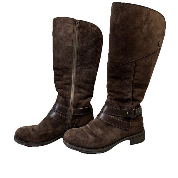 The North Face 620179 Dark. Brown Suede Tall Side Zip Strap Boots Women's US 7 - Picture 1 of 10